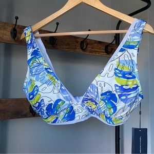 Tommy Hilfiger Women's floral Trim Bikini Bra Top Swimsuit White Size XLarge NEW